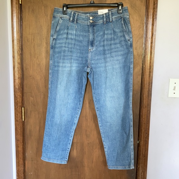 Sonoma Denim - Sonoma relaxed pleated front jean high rise straight leg opening casual retro 16